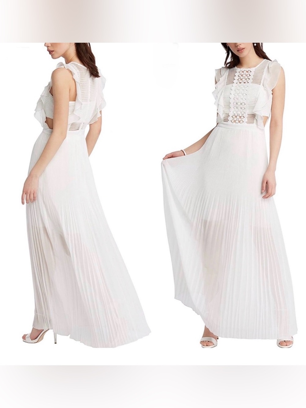 New with tags. Apart Glamour Women's White Pleated Maxi Dress Size 2/34